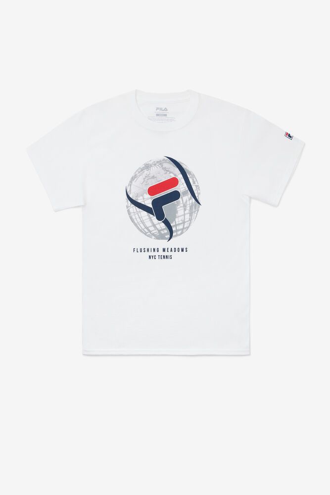 Fila T-Shirt Mens White - Nyc Globe - Philippines 0619382-MD